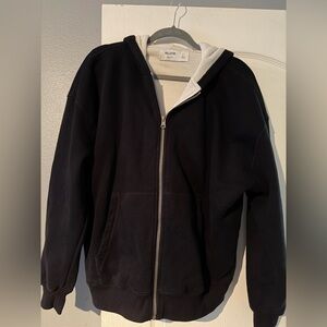 Hollister Men's Black Zip-Up Jacket thermal lined